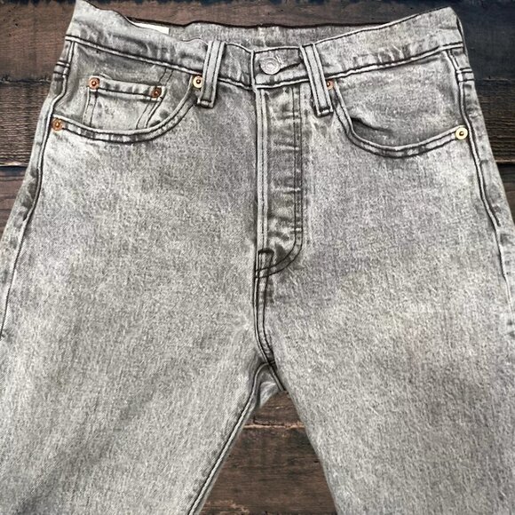 LEVI'S 501 S Men's Jeans Grey Skinny Straight Leg‎ Button Fly Vintage Wash 25X29 - Picture 3 of 15
